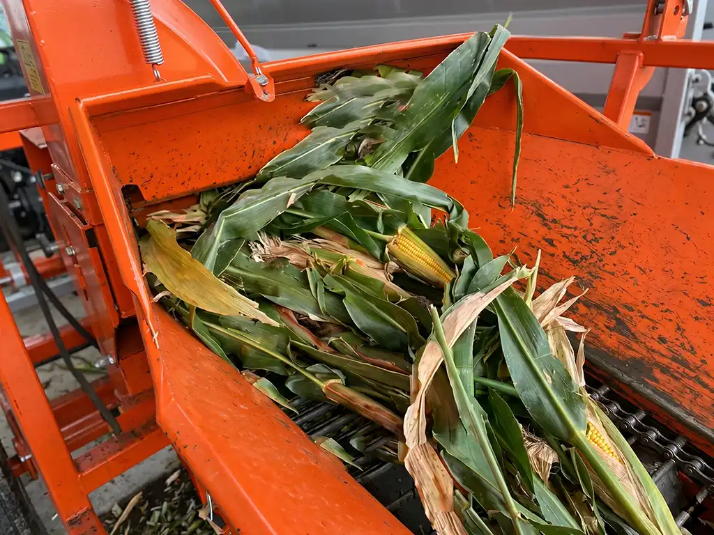 Heavy-duty industrial chaff cutter machine processing green forage for silage