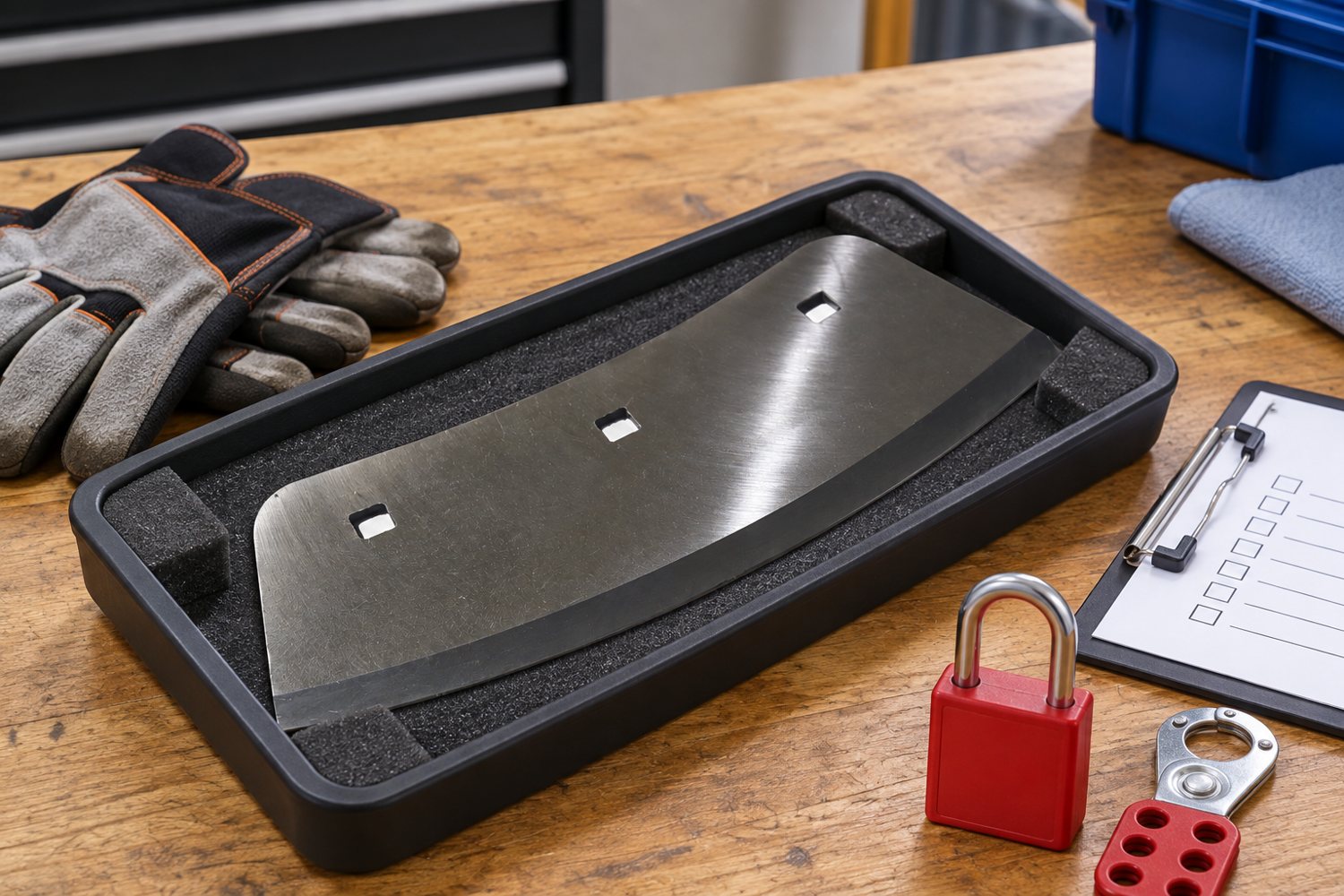 Detached cutter knife stored safely for maintenance