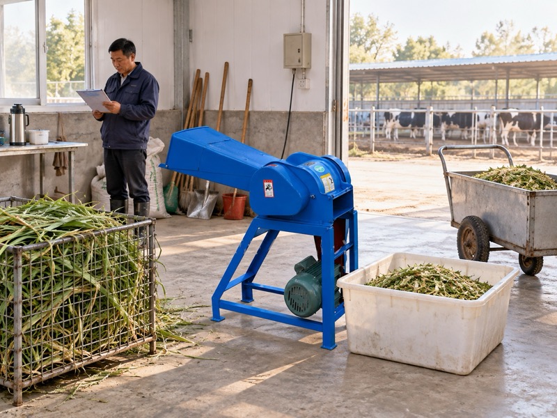 Chaff Cutter machine within a planned daily fodder preparation routine