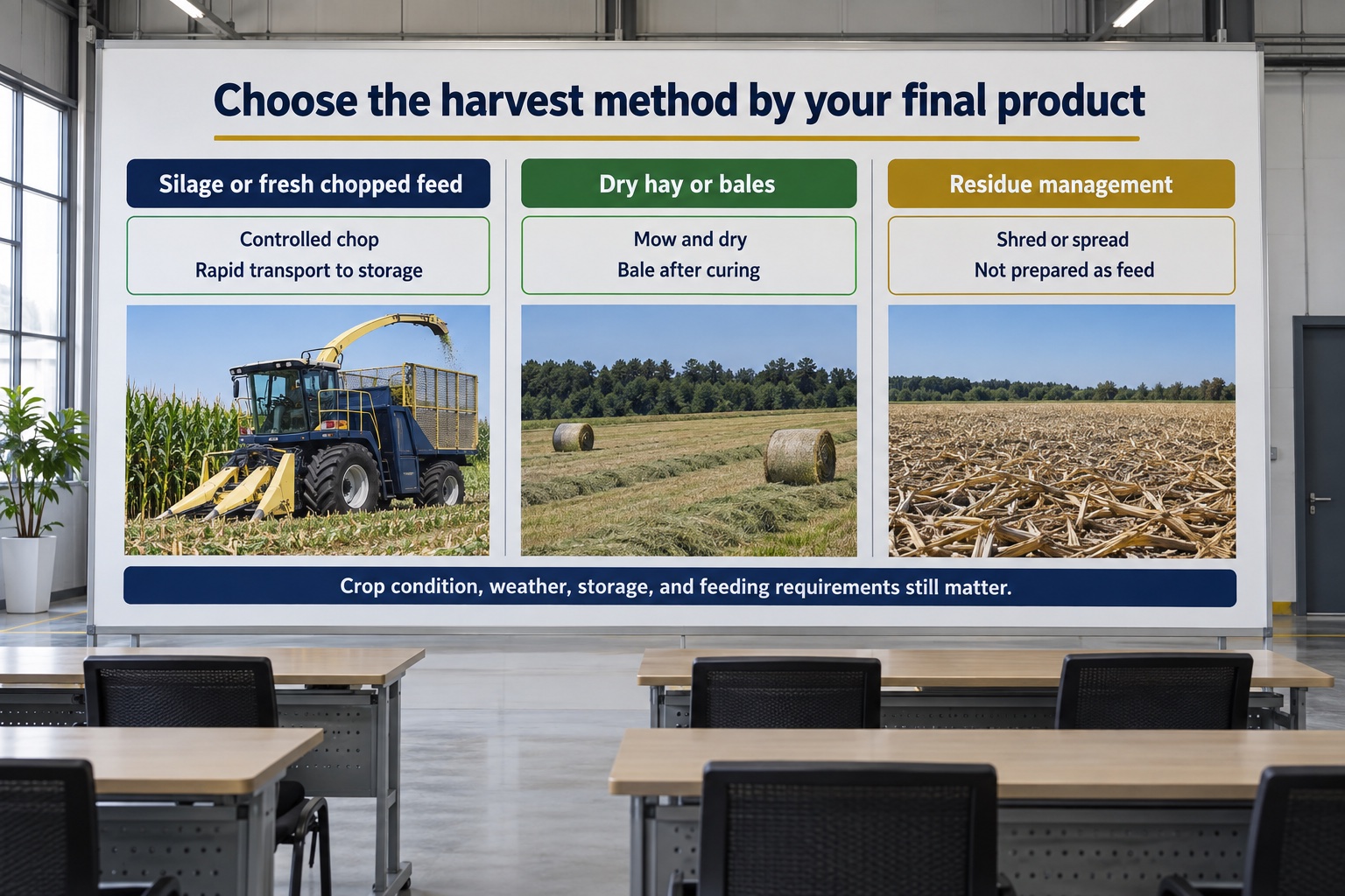 Forage Chopper decision chart for silage, dry hay and residue management