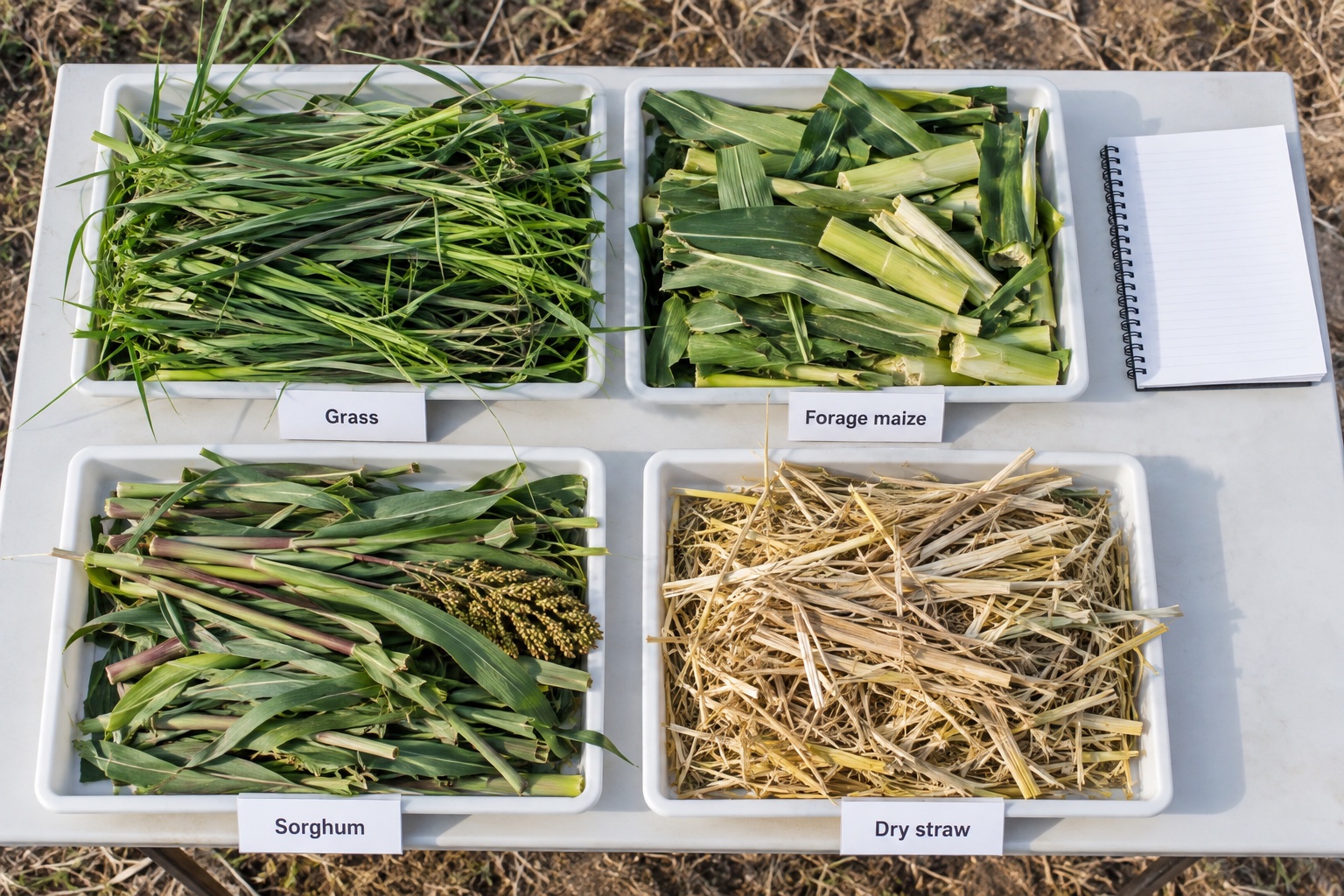 Grass, forage maize, sorghum and dry straw samples prepared for compatibility checks