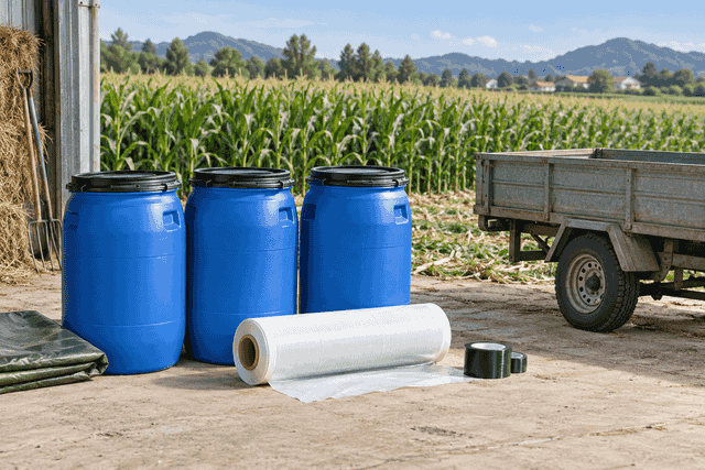 Prepared silage containers, packaging, and transport equipment