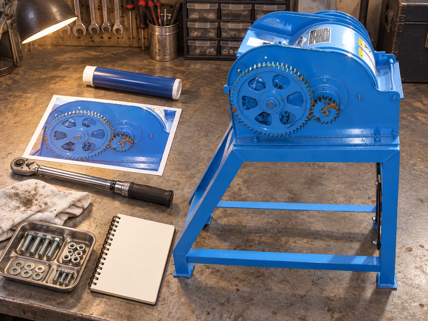 Service inspection setup with gear detail, parts records and maintenance tools