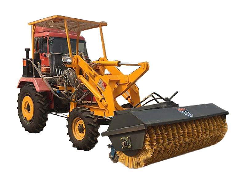 Compact utility loader with rotary sweeper brush attachment